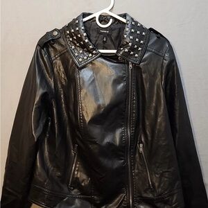 Torrid Black Faux Leather Jacket with Studded Accents